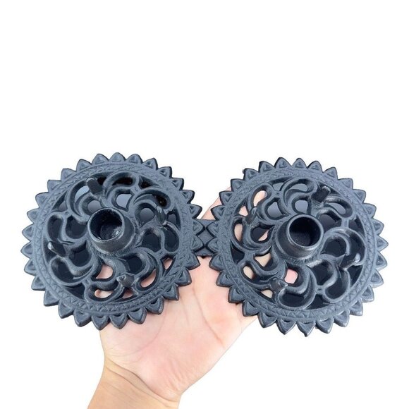 Robert Emig Black Cast Metal Candle Holder Weather Vane Directions Stick Holder - Picture 9 of 9